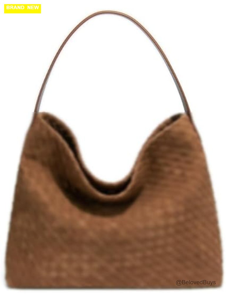 Woven Faux Suede Hobo Bag Tote Shoulder Bag Satchel Work Travel